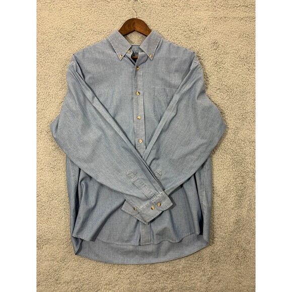 L.L. BEAN Large (L) Regular (REG) 100% Cotton Blue Button-up Button-down Shirt - Picture 3 of 10
